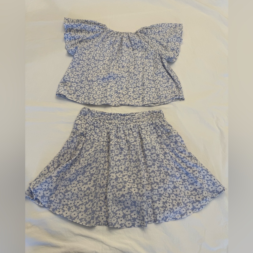 J. Crew Crewcuts Blue and White Floral Skort Set - Size 8 - Picture 2 of 7